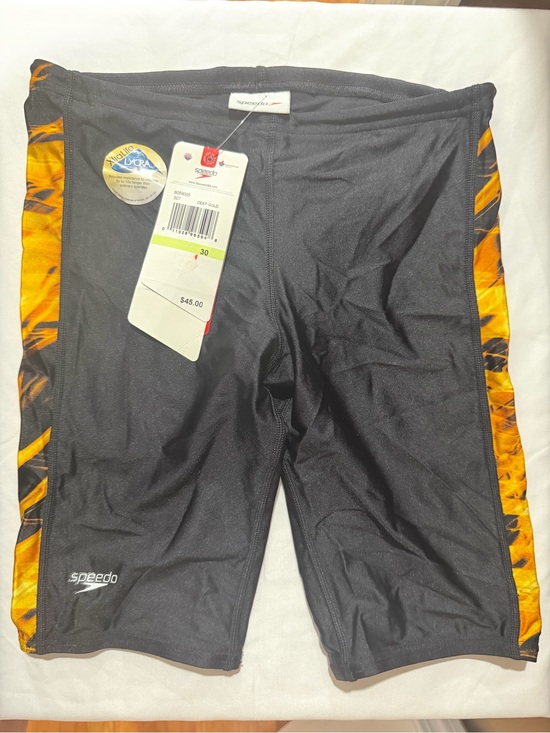 Speedo Other - Speedo Black Swim Jammer with yellow fire Side Accents 30 12 years old